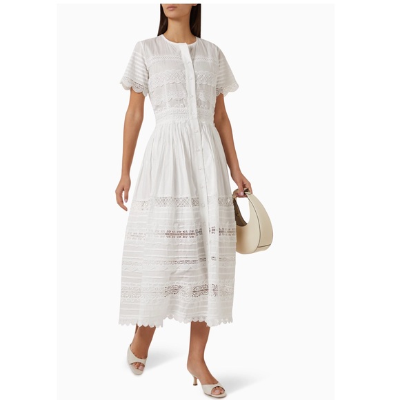NWT Waimari Camila Lace Embroidered Maxi Dress in Pure White - Picture 2 of 13